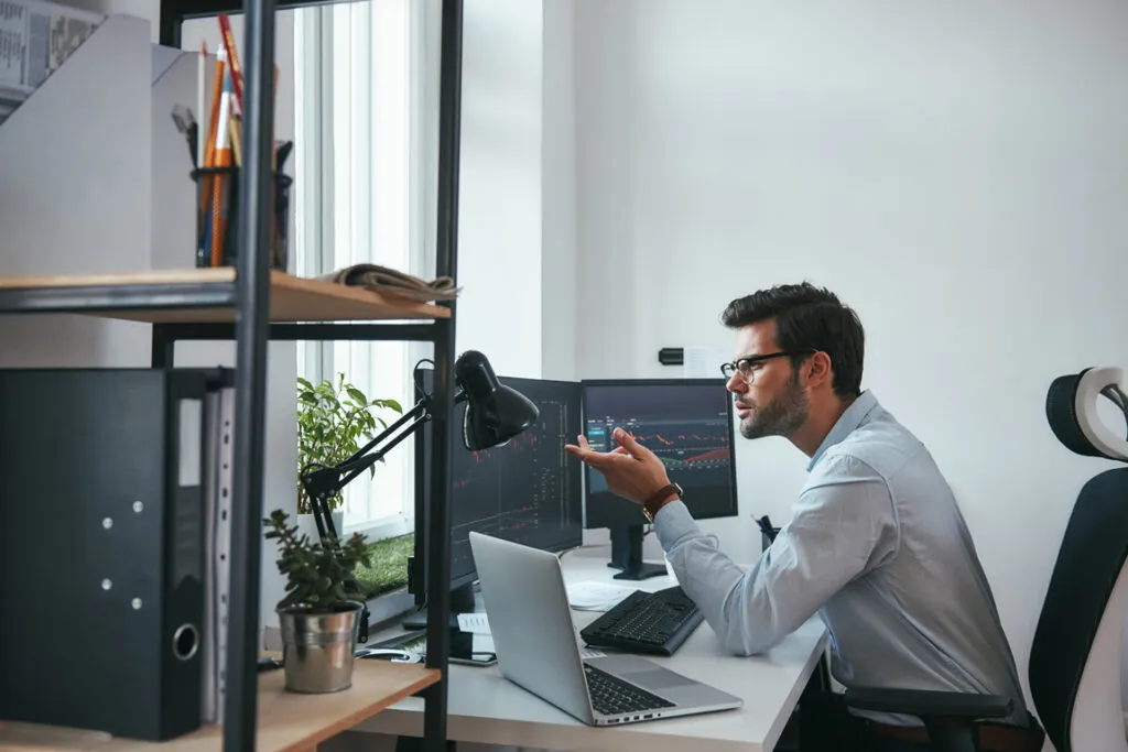 Professional reviewing information at a desk